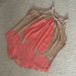 Cute beige and peach sleeveless top!